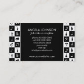 Zwart-wit check muziek Instrumenten Visitekaartje (Achterkant)