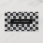 Zwart-wit check muziek Instrumenten Visitekaartje (Voorkant)