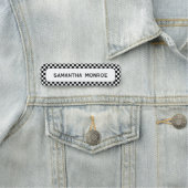 Zwart-wit check patroon naamplaatje (In situ)