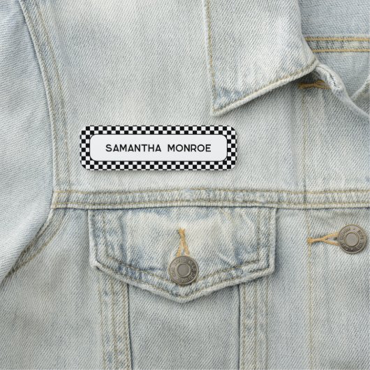 Zwart-wit check patroon naamplaatje (In situ)