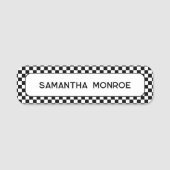 Zwart-wit check patroon naamplaatje (Voorkant)