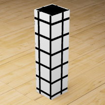 Zwart & Wit Check Patroon Wijn Fles Gift Box