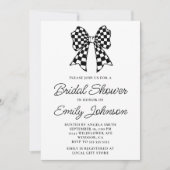 Zwart-wit Checker Bow Vrijgezellenfeest Kaart (Voorkant)