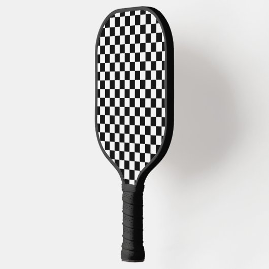 Zwart Wit Checker Patroon Pickleball Paddle (Links)