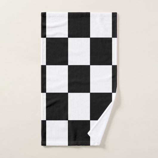 Zwart-wit Checker Patroon Retro Bad Handdoek (Handdoek)