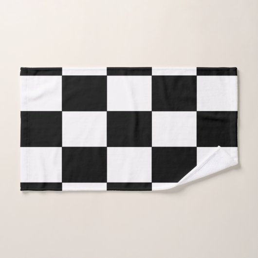 Zwart-wit Checker Patroon Retro Bad Handdoek (Handdoek)