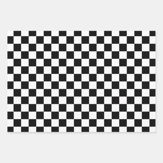 Zwart Wit Checker Patroon Wrapping Papier Bladen Inpakpapier Vel (Voorkant 3)