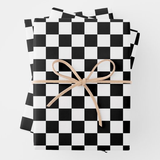 Zwart Wit Checker Patroon Wrapping Papier Bladen Inpakpapier Vel (In situ)