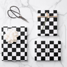 Zwart Wit Checker Patroon Wrapping Papier Bladen