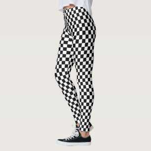 Zwart-wit Checker Racing Leggings