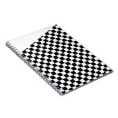 Zwart-wit checker schuin boven notitieboek (Rechterzijde)