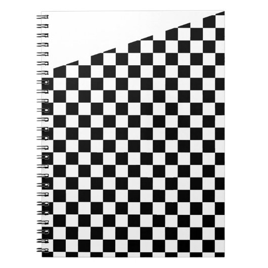 Zwart-wit checker schuin boven notitieboek (Voorkant)