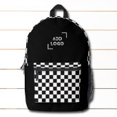 Zwart Wit Checkerboard Check Pattern Logo Bedrukte Rugzak