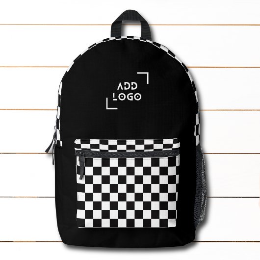 Zwart Wit Checkerboard Check Pattern Logo Bedrukte Rugzak
