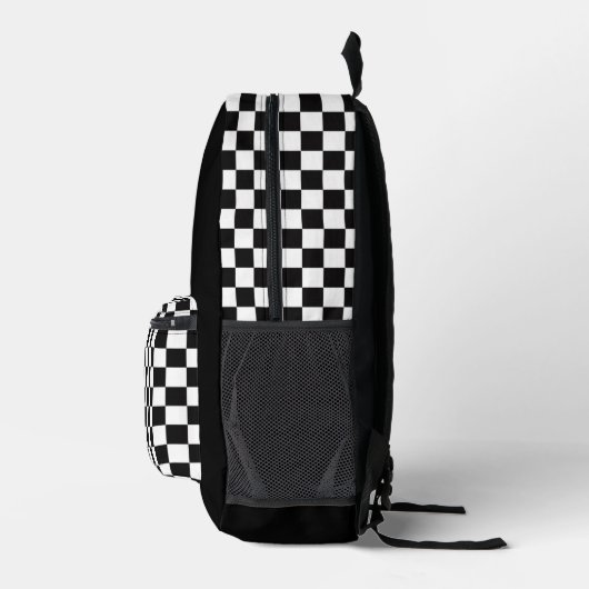 Zwart Wit Checkerboard Check Pattern Logo Bedrukte Rugzak (Rechts)