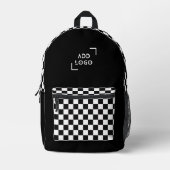 Zwart Wit Checkerboard Check Pattern Logo Bedrukte Rugzak (Voorkant)