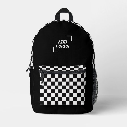 Zwart Wit Checkerboard Check Pattern Logo Bedrukte Rugzak (Voorkant)