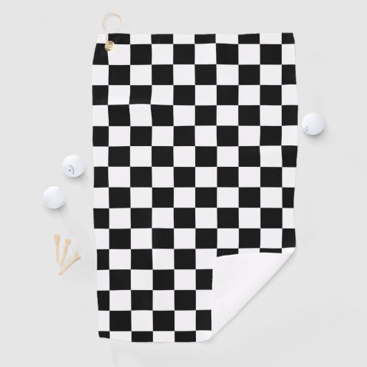 Zwart Wit Checkerboard Checkerboard Checkered Chec Golfhanddoek (Insitu)