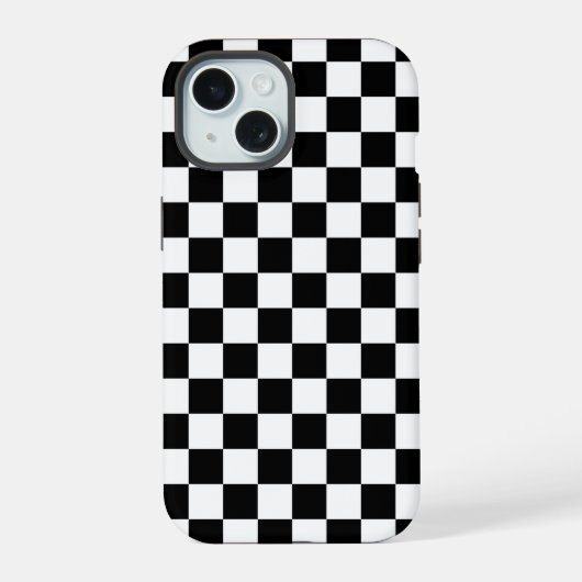 Zwart Wit Checkerboard Checkerboard Checkered Chec iPhone 15 Case (Achterkant)