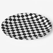 Zwart Wit Checkerboard Checkerboard Checkered Chec Papieren Bordje (Gekanteld)