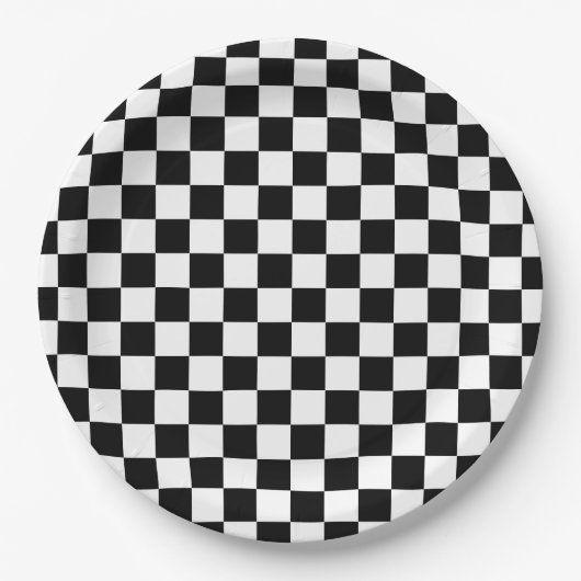 Zwart Wit Checkerboard Checkerboard Checkered Chec Papieren Bordje (Voorkant)