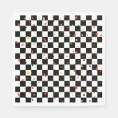 Zwart Wit Checkerboard Confetti Patroon Verjaardag Servet (Voorkant)