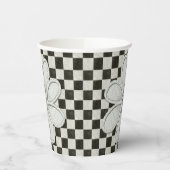 Zwart-wit Checkerboard Daisy Papieren Bekers (Links)