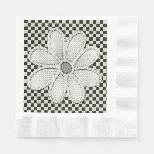 Zwart-wit Checkerboard Daisy Servet (Voorkant)