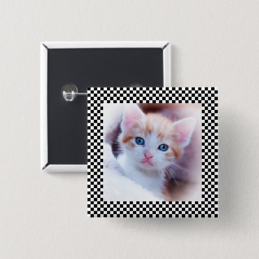 Zwart-wit Checkerboard Foto Lijst Vierkante Button 5,1 Cm (Voorkant /achterkant)