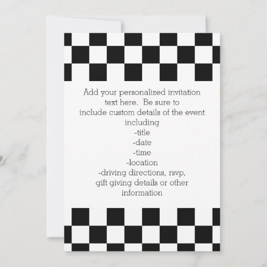 Zwart-wit Checkerboard Geruite vlag Kaart (Achterkant)