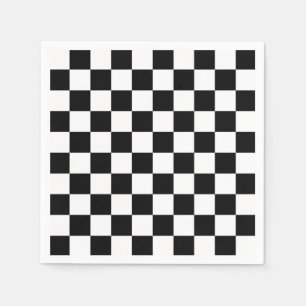 Zwart-wit Checkerboard Geruite vlag Servet