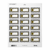 Zwart wit Checkerboard Monogrammed Mail Labels (Full Sheet)
