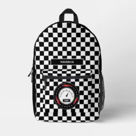 Zwart Wit Checkerboard Patroon Race Car Track Bedrukte Rugzak