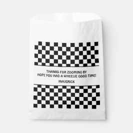 Zwart Wit Checkerboard Patroon Verjaardag Bedankzakje
