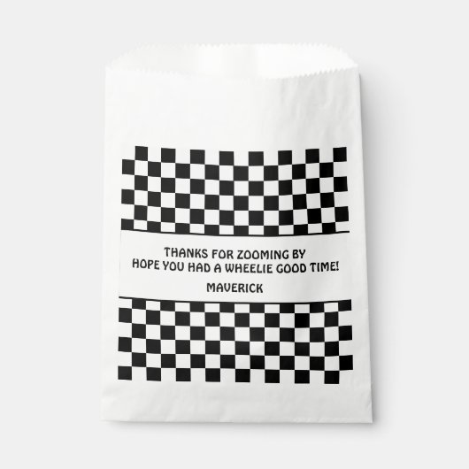 Zwart Wit Checkerboard Patroon Verjaardag Bedankzakje (Voorkant)