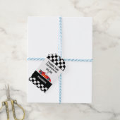 Zwart Wit Checkerboard Patroon Verjaardag Cadeaulabel (Met Touw)