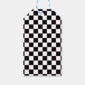Zwart Wit Checkerboard Patroon Verjaardag Cadeaulabel (Achterkant)