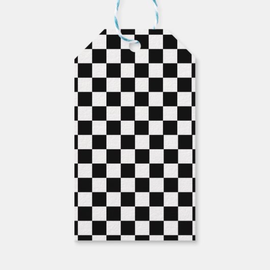 Zwart Wit Checkerboard Patroon Verjaardag Cadeaulabel (Achterkant)