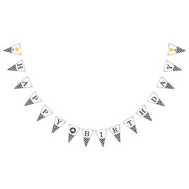 Zwart Wit Checkerboard Patroon Verjaardag Vlaggetjes