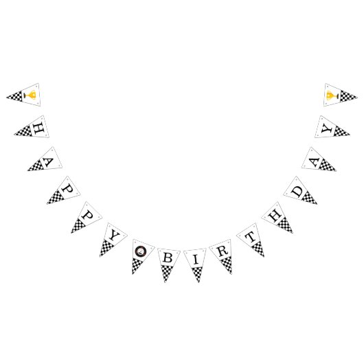 Zwart Wit Checkerboard Patroon Verjaardag Vlaggetjes (Alle)