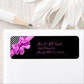 Zwart & Wit Checkerboard Roze Bow Etiket (Insitu)