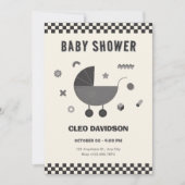 Zwart wit Checkered baby kinderwagen baby shower Kaart (Voorkant)