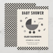 Zwart wit Checkered baby kinderwagen baby shower Kaart (Voorkant / Achterkant)