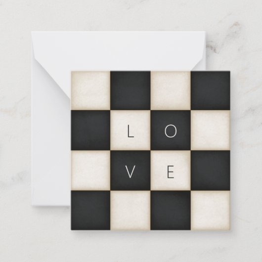 zwart-wit checkers Custom Letters Mini Notitiekaartje (Voorkant)