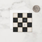 zwart-wit checkers Custom Letters Mini Notitiekaartje (Voorkant / Achterkant in situ)