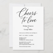 Zwart-wit Cheers to Love Elegant Wedding charme Kaart (Voorkant)
