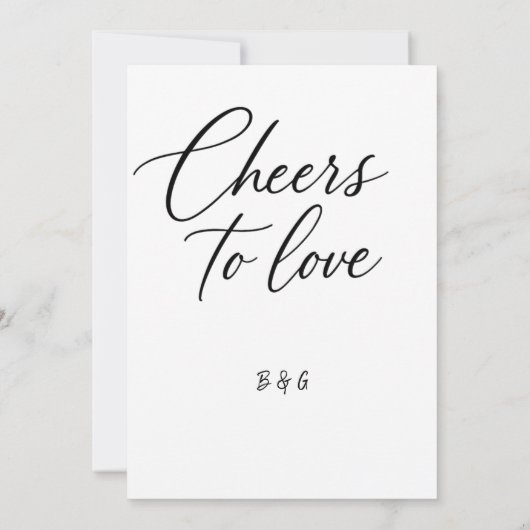 Zwart-wit Cheers to Love Elegant Wedding charme Kaart (Achterkant)