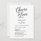 Zwart-wit Cheers to Love Elegant Wedding charme Kaart (Voorkant)