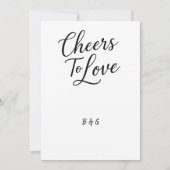 Zwart-wit Cheers to Love Elegant Wedding charme Kaart (Achterkant)