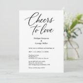Zwart-wit Cheers to Love Elegant Wedding charme Kaart (Staand voorkant)